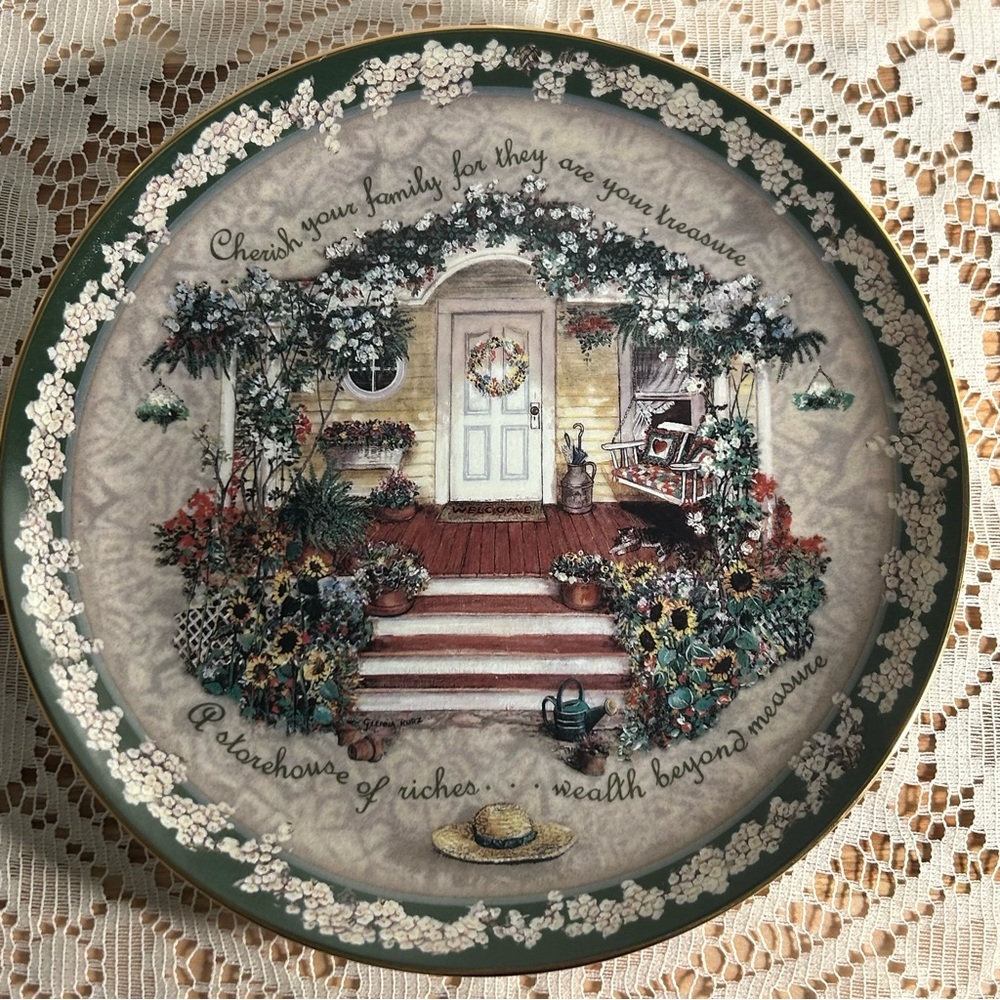 🌻Vintage 1997 Bradford Exchange Plate “Cherish Your Family” Glenna Kurz 8”